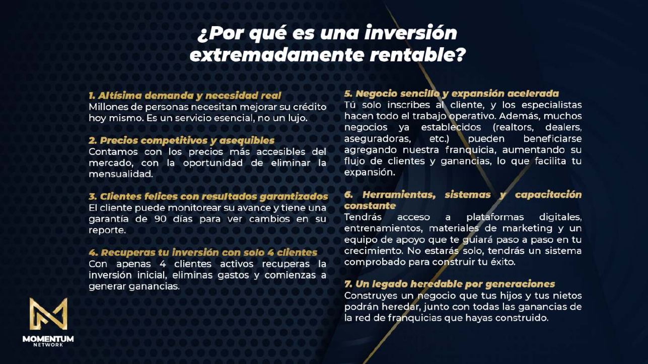 Página 22 de la presentación Restauración de créditos